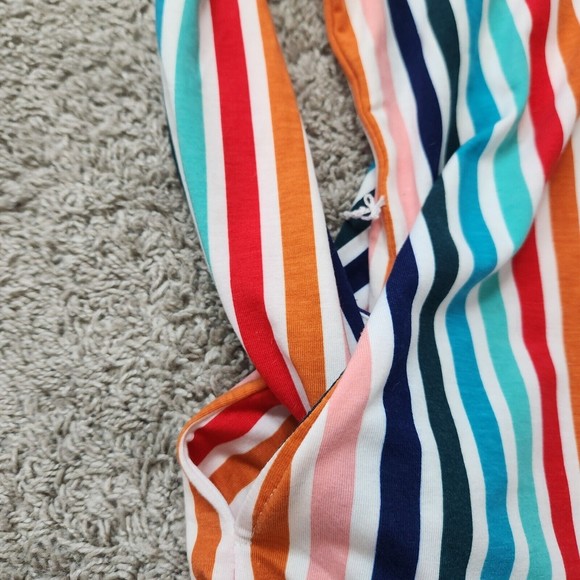 LuLaRoe Women X Small Long Sleeve Colorful Stripe Buttons Asymmetric Shirt Dress - Picture 5 of 6